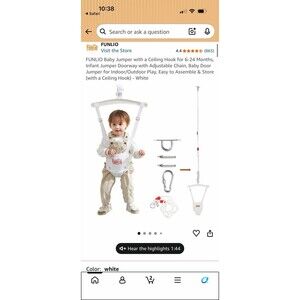 Funlio White Baby Bouncer Door Jumper